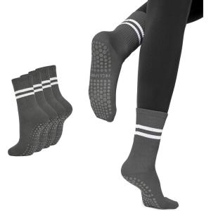 imageAmerican Trends Pilates Socks with Grips for Women Yoga ampamp Barre  Non Slip2 Pairs  Grey