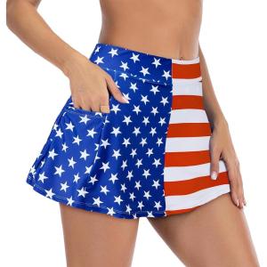 imageAmerican Trends Womens High Waisted Swimsuit Cover Up Skirt Bikini Bottoms with Side PocketAmerican Flag