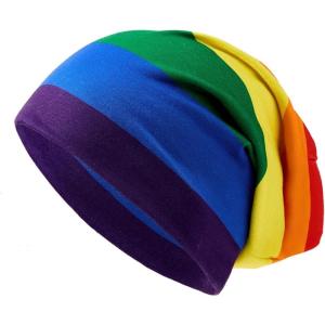 imageUnisex Slouchy Beanie Cotton Lightweight Beanie Hat Skull Cap Night Sleep Hat HipHop HatRainbow