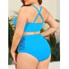 imageAmerican Trends Womens Plus Size Bikini Two Piece Swimsuits Tummy Control Bathing Suits High Waisted Bikini SwimwearBlue