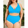 imageAmerican Trends Womens Plus Size Bikini Two Piece Swimsuits Tummy Control Bathing Suits High Waisted Bikini SwimwearBlue