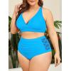 imageAmerican Trends Womens Plus Size Bikini Two Piece Swimsuits Tummy Control Bathing Suits High Waisted Bikini SwimwearBlue