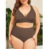 imageAmerican Trends Womens Plus Size Bikini Two Piece Swimsuits Tummy Control Bathing Suits High Waisted Bikini SwimwearBrown
