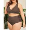 imageAmerican Trends Womens Plus Size Bikini Two Piece Swimsuits Tummy Control Bathing Suits High Waisted Bikini SwimwearBrown