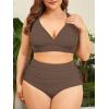 imageAmerican Trends Womens Plus Size Bikini Two Piece Swimsuits Tummy Control Bathing Suits High Waisted Bikini SwimwearBrown