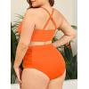 imageAmerican Trends Womens Plus Size Bikini Two Piece Swimsuits Tummy Control Bathing Suits High Waisted Bikini SwimwearOrange