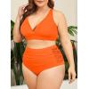 imageAmerican Trends Womens Plus Size Bikini Two Piece Swimsuits Tummy Control Bathing Suits High Waisted Bikini SwimwearOrange
