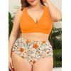 imageAmerican Trends Womens Plus Size Bikini Two Piece Swimsuits Tummy Control Bathing Suits High Waisted Bikini SwimwearOrange Floral