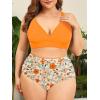 imageAmerican Trends Womens Plus Size Bikini Two Piece Swimsuits Tummy Control Bathing Suits High Waisted Bikini SwimwearOrange Floral