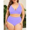 imageAmerican Trends Womens Plus Size Bikini Two Piece Swimsuits Tummy Control Bathing Suits High Waisted Bikini SwimwearPurple