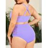 imageAmerican Trends Womens Plus Size Bikini Two Piece Swimsuits Tummy Control Bathing Suits High Waisted Bikini SwimwearPurple