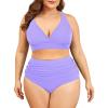 imageAmerican Trends Womens Plus Size Bikini Two Piece Swimsuits Tummy Control Bathing Suits High Waisted Bikini SwimwearPurple