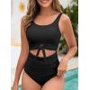 imageAmerican Trends One Piece Swimsuit Women Tummy Control Bathing Suit Swim Suits for Women 2025 Cutout Tie Knot SwimwearBlack