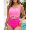imageAmerican Trends One Piece Swimsuit Women Tummy Control Bathing Suit Swim Suits for Women 2025 Cutout Tie Knot SwimwearPink