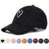 imageWomens Baseball Caps Unisex Cute Baseball Hats Trendy Adjustable Ball Hats for Workout Golf RunningBlack With White Heart