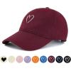 imageWomens Baseball Caps Unisex Cute Baseball Hats Trendy Adjustable Ball Hats for Workout Golf RunningBurgundy With White Heart