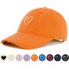imageWomens Baseball Caps Unisex Cute Baseball Hats Trendy Adjustable Ball Hats for Workout Golf RunningOrange With White Heart