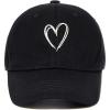 imageWomens Baseball Caps Unisex Cute Baseball Hats Trendy Adjustable Ball Hats for Workout Golf RunningBlack With White Heart