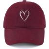 imageWomens Baseball Caps Unisex Cute Baseball Hats Trendy Adjustable Ball Hats for Workout Golf RunningBurgundy With White Heart