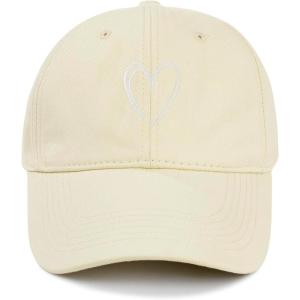imageWomens Baseball Caps Unisex Cute Baseball Hats Trendy Adjustable Ball Hats for Workout Golf RunningBeige With White Heart