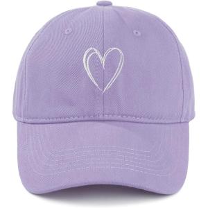 imageWomens Baseball Caps Unisex Cute Baseball Hats Trendy Adjustable Ball Hats for Workout Golf RunningLight Purple With White Heart