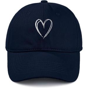imageWomens Baseball Caps Unisex Cute Baseball Hats Trendy Adjustable Ball Hats for Workout Golf RunningNavy With White Heart