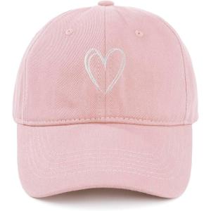 imageWomens Baseball Caps Unisex Cute Baseball Hats Trendy Adjustable Ball Hats for Workout Golf RunningPink With White Heart