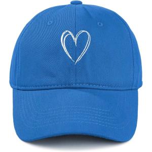 imageWomens Baseball Caps Unisex Cute Baseball Hats Trendy Adjustable Ball Hats for Workout Golf RunningRoyal Blue With White Heart