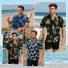imageFunny Hawaiian Shirts for Men Short Sleeve Fun Beach Shirts Mens Casual Button Down Summer Vacation Wear1 Navy Blue With White Lily