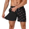 imageAmerican Trends Mens Swim Trunks with Compression Liner 5 inch Bathing Suits Swimming Swimwear Quick Dry Borad Shorts M2XLPink Shark