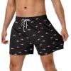 imageAmerican Trends Mens Swim Trunks with Compression Liner 5 inch Bathing Suits Swimming Swimwear Quick Dry Borad Shorts M2XLPink Shark
