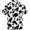 imageHawaiian Shirt for Men Button Down Short Sleeve Casual Beach Shirt Summer Wear Stylish Tropical Print ShirtsCow Print