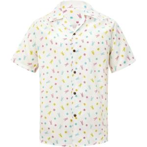 imageHawaiian Shirt for Men Button Down Short Sleeve Casual Beach Shirt Summer Wear Stylish Tropical Print Shirts3 Easter Bunny
