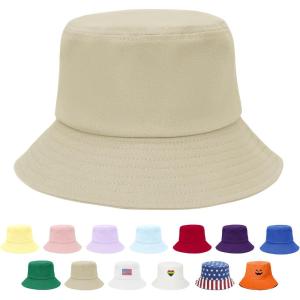 imageUnisex Athletic Bucket Hat Solid Colors Sun Hat with UV Protection for Outdoor Sports Packable Summer HatsLatte