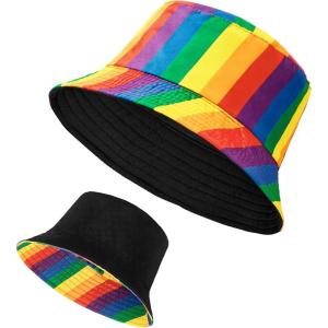 imageUnisex Athletic Bucket Hat Solid Colors Sun Hat with UV Protection for Outdoor Sports Packable Summer HatsRainbow2