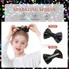 imageAmerican Trends Girls Sparkly Sequin Skirts Toddler 3Layers Ruffle Metallic Skirt Kids Glitter Skirt with HairbowBlack