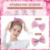 imageAmerican Trends Girls Sparkly Sequin Skirts Toddler 3Layers Ruffle Metallic Skirt Kids Glitter Skirt with HairbowPink