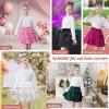 imageAmerican Trends Girls Sparkly Sequin Skirts Toddler 3Layers Ruffle Metallic Skirt Kids Glitter Skirt with HairbowPink