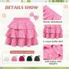 imageAmerican Trends Girls Sparkly Sequin Skirts Toddler 3Layers Ruffle Metallic Skirt Kids Glitter Skirt with HairbowPink
