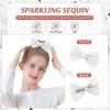 imageAmerican Trends Girls Sparkly Sequin Skirts Toddler 3Layers Ruffle Metallic Skirt Kids Glitter Skirt with HairbowWhite