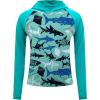 imageBoys Rash Guard Toddler Swim Shirts Long Sleeve Kids Fishing Shirt UPF 50 Sun Protection Swim Top with Thumb HoleLake Blue Shark
