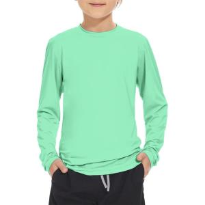 imageBoy Long Sleeve Rash Guard Shirt UPF 50 Sun Protection Rashguard Swim ShirtMint Green
