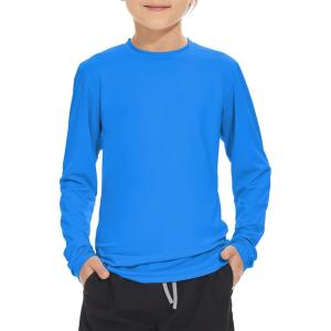 imageBoy Long Sleeve Rash Guard Shirt UPF 50 Sun Protection Rashguard Swim ShirtRoyal Blue