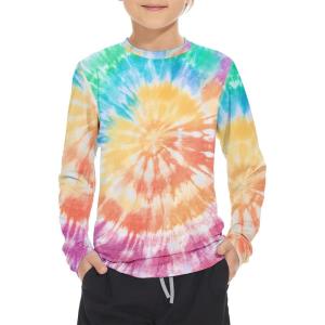 imageBoy Long Sleeve Rash Guard Shirt UPF 50 Sun Protection Rashguard Swim ShirtTie Dye