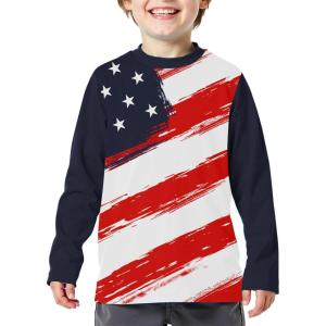 imageBoys Rash Guard Swim Shirt Long Sleeve UPF 50 for Toddler Kids UV Protection Outdoor Rashguard Sun ShirtAmerican Flag