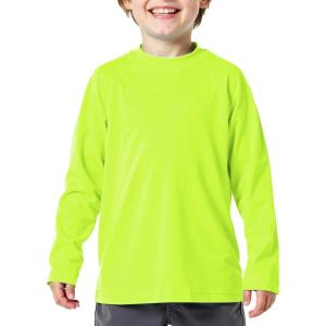 imageBoys Rash Guard Swim Shirt Long Sleeve UPF 50 for Toddler Kids UV Protection Outdoor Rashguard Sun ShirtFluorescent Green