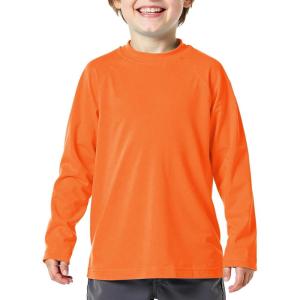 imageBoys Rash Guard Swim Shirt Long Sleeve UPF 50 for Toddler Kids UV Protection Outdoor Rashguard Sun ShirtNeon Orange