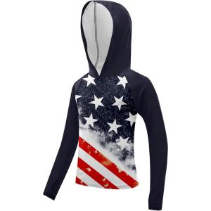 imageBoys Rash Guard Toddler Swim Shirts Long Sleeve Kids Fishing Shirt UPF 50 Sun Protection Swim Top with Thumb HoleAmerican Flag