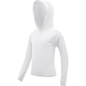 imageBoys Rash Guard Toddler Swim Shirts Long Sleeve Kids Fishing Shirt UPF 50 Sun Protection Swim Top with Thumb HoleWhite