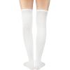 imageAmerican Trends Womens Knee High ampamp Thigh High Socks  Warm Striped Cosplay ampamp Athletic Socks01 1 Pack White Solid